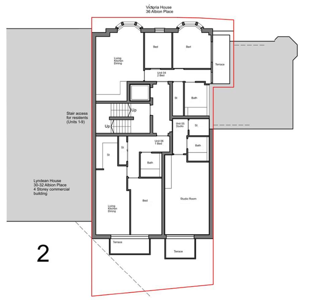 Lot: 127 - FORMER OFFICE WITH PLANNING FOR NINE FLATS - Proposed Second Floor Plan
